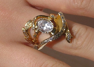 кольцо, камень Swarowski, позолота